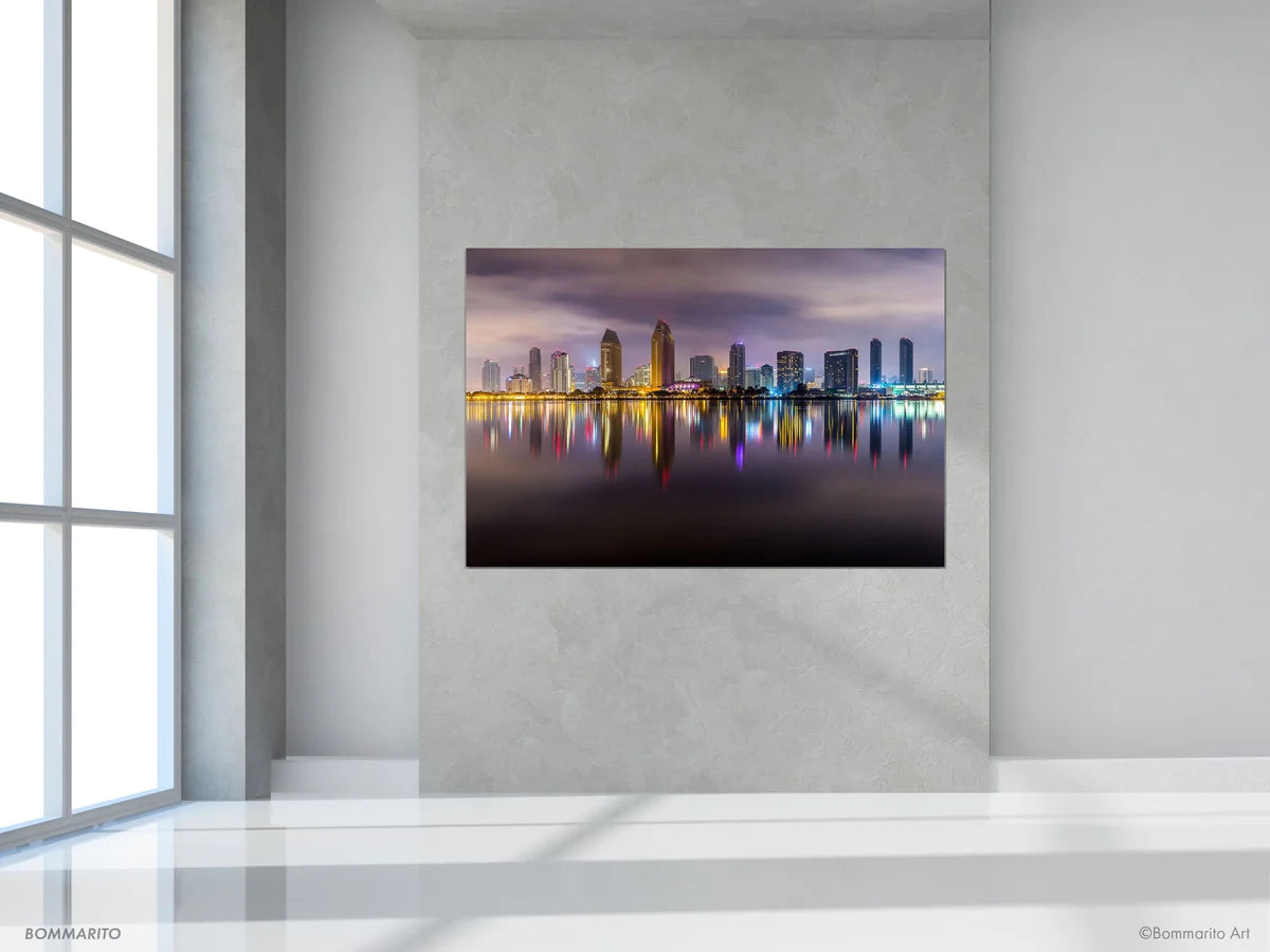 San diego skyline at night fine art photography print mockup