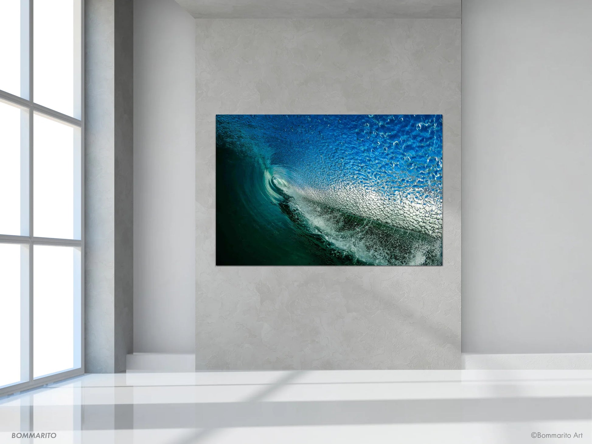 Blue marble wave photography print mockup