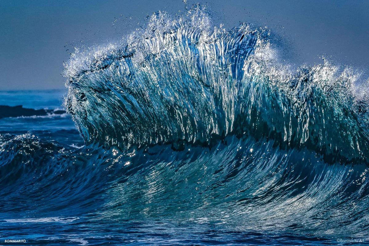 blue sea glass wave photography print 