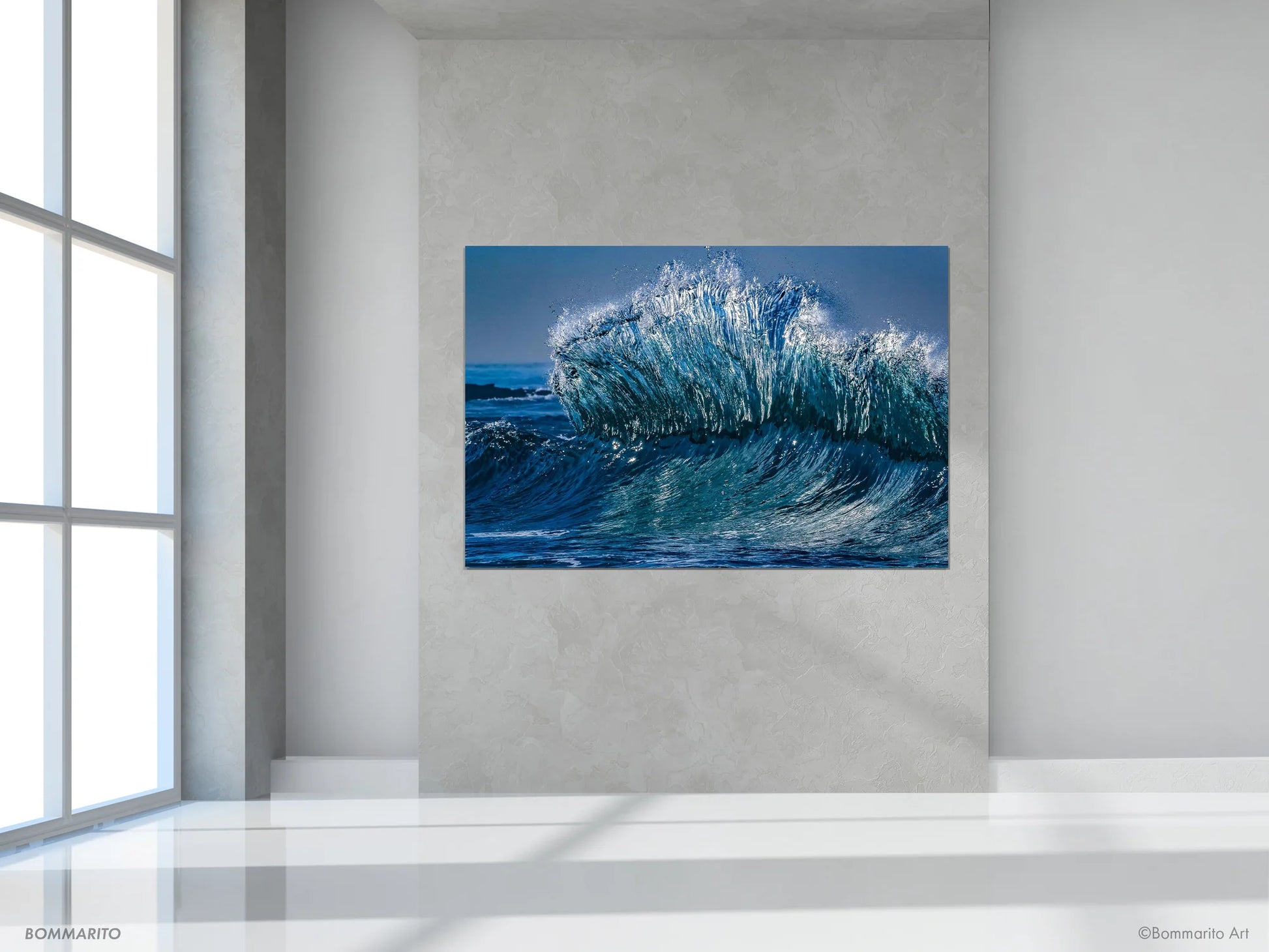blue sea glass wave photography print  mockup