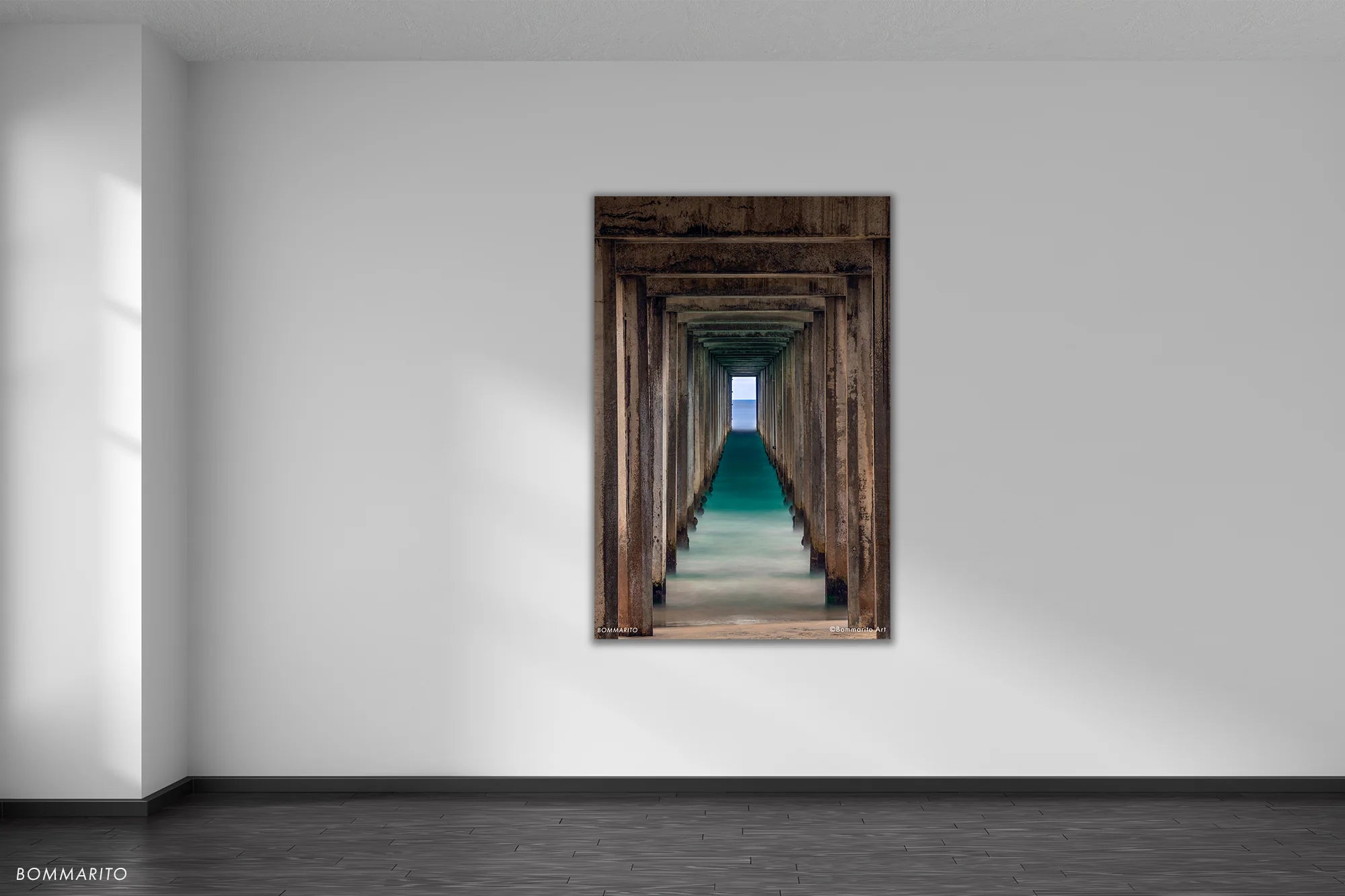 mockup of fine art photography print of scripps pier