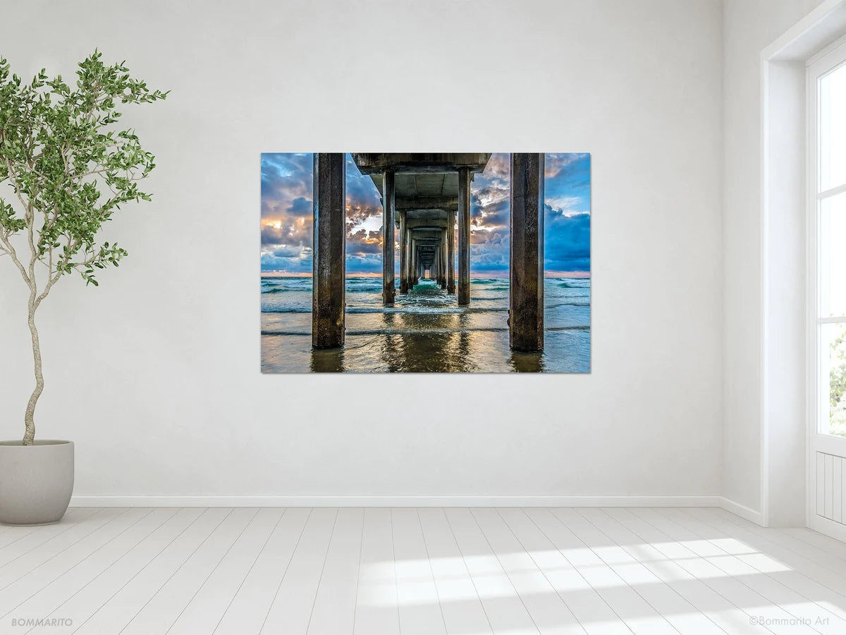 storm at scripps pier fine art photography print mockup