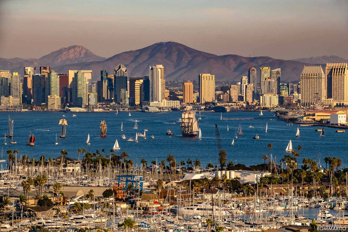 Sail boats and San Diego skyline fine art photography print