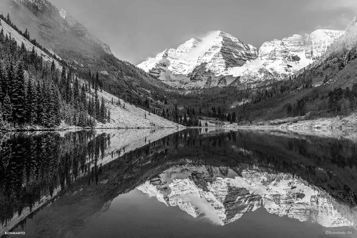 black and white mountain photography print