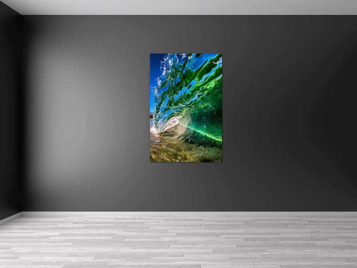 green sea glass wave photography print 